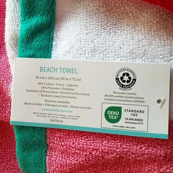 Tommy Bahama Beachside Stripe Oversized Beach Towel - Picture 3 of 10